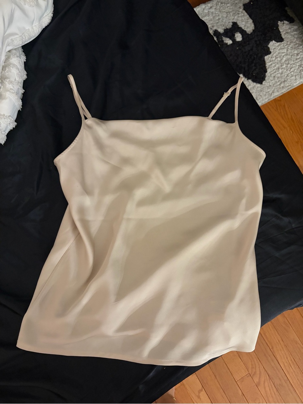 Satin cowl neck top size large worn once light tan #express #basics